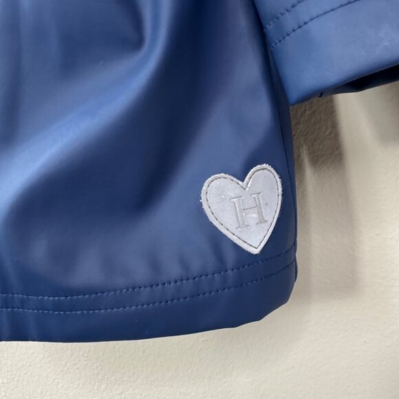 HATLEY Navy Blue Raincoat Girls 8 Waterproof Rain Jacket Red Buttons - Picture 5 of 9